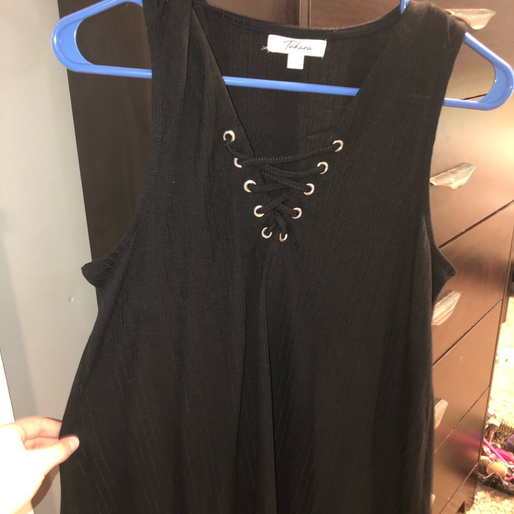 Black tie up tank top